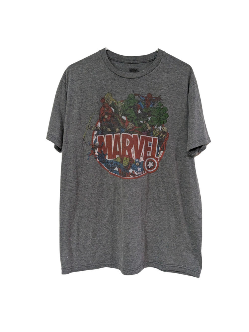 Marvel Men's Superhero T-Shirt, Large, Gray, Hulk, Captain America, Spiderman
